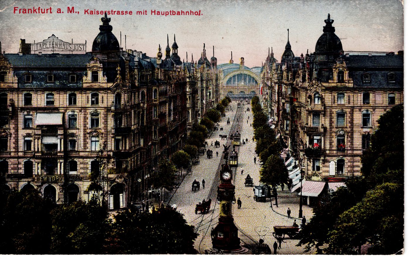 Frankfurt a. M., Kaiserstrasse mit Hauptbahnhof.