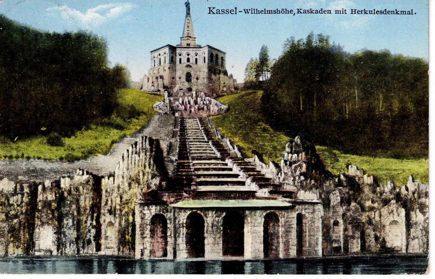 Kassel – Wilhelmshöhe, Kaskaden mit Herkulesdenkmal.