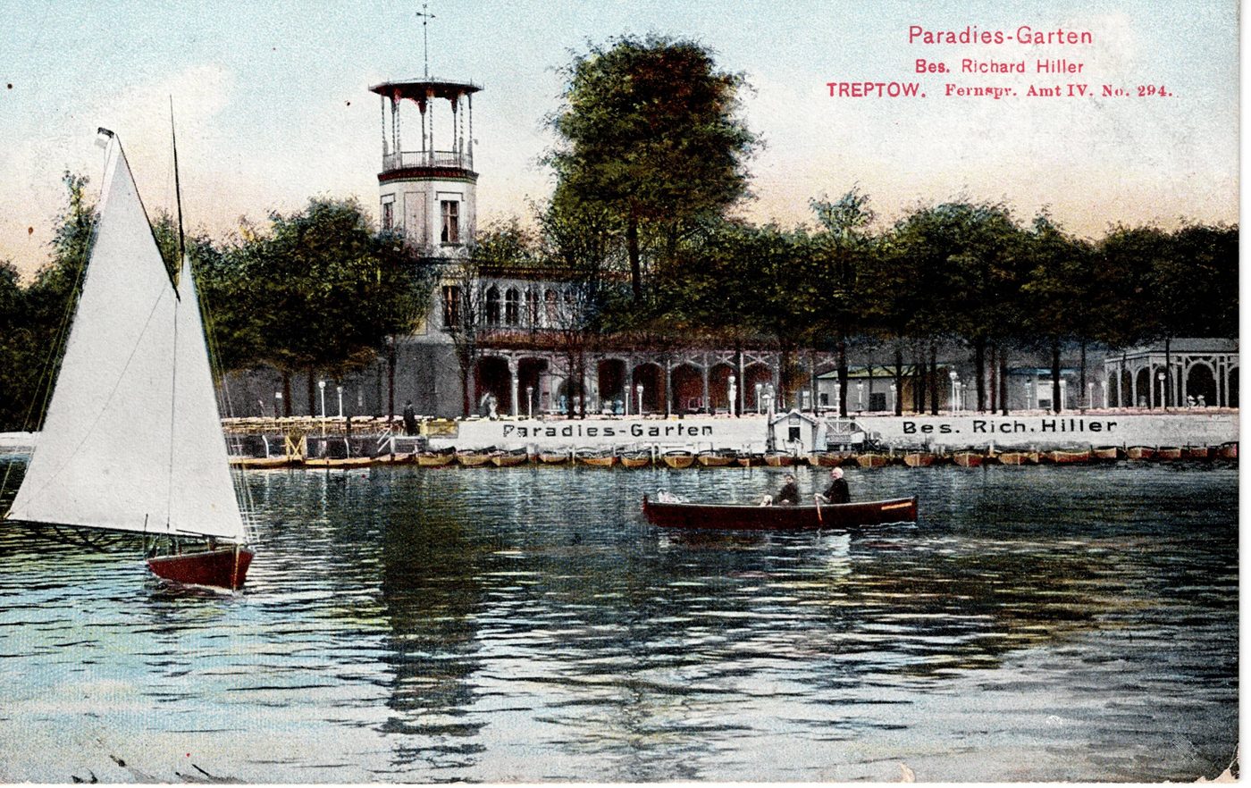 Paradies-Garten, Bes. Richard Hiller, TREPTOW, Fernspr. Amt IV, No. 994