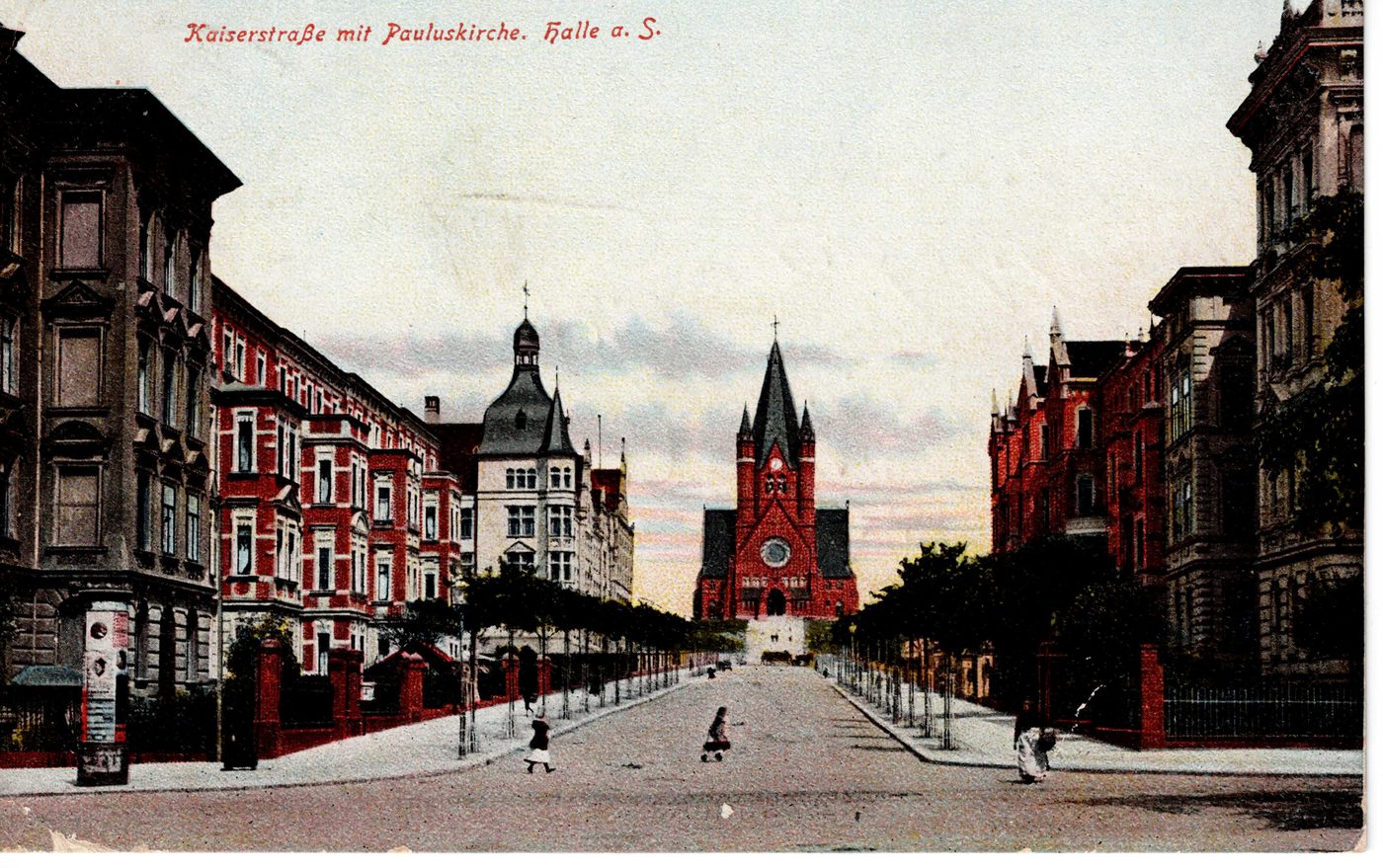 Kaiserstraße mit Pauluskirche. Halle a. S.