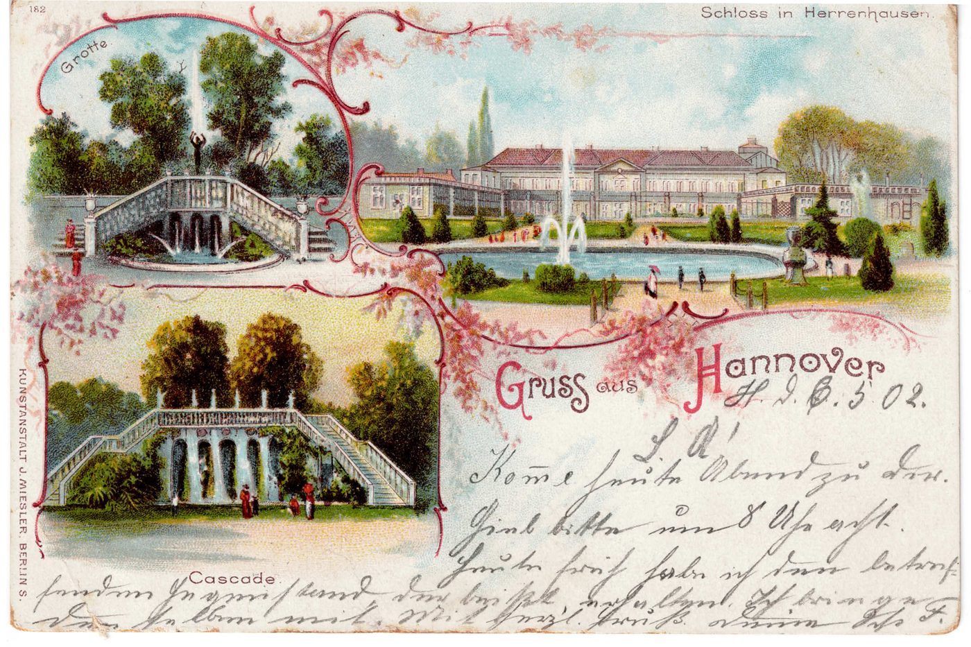 Gruss aus Hannover / Grotte / Cascade / Schloss in Herrenhausen