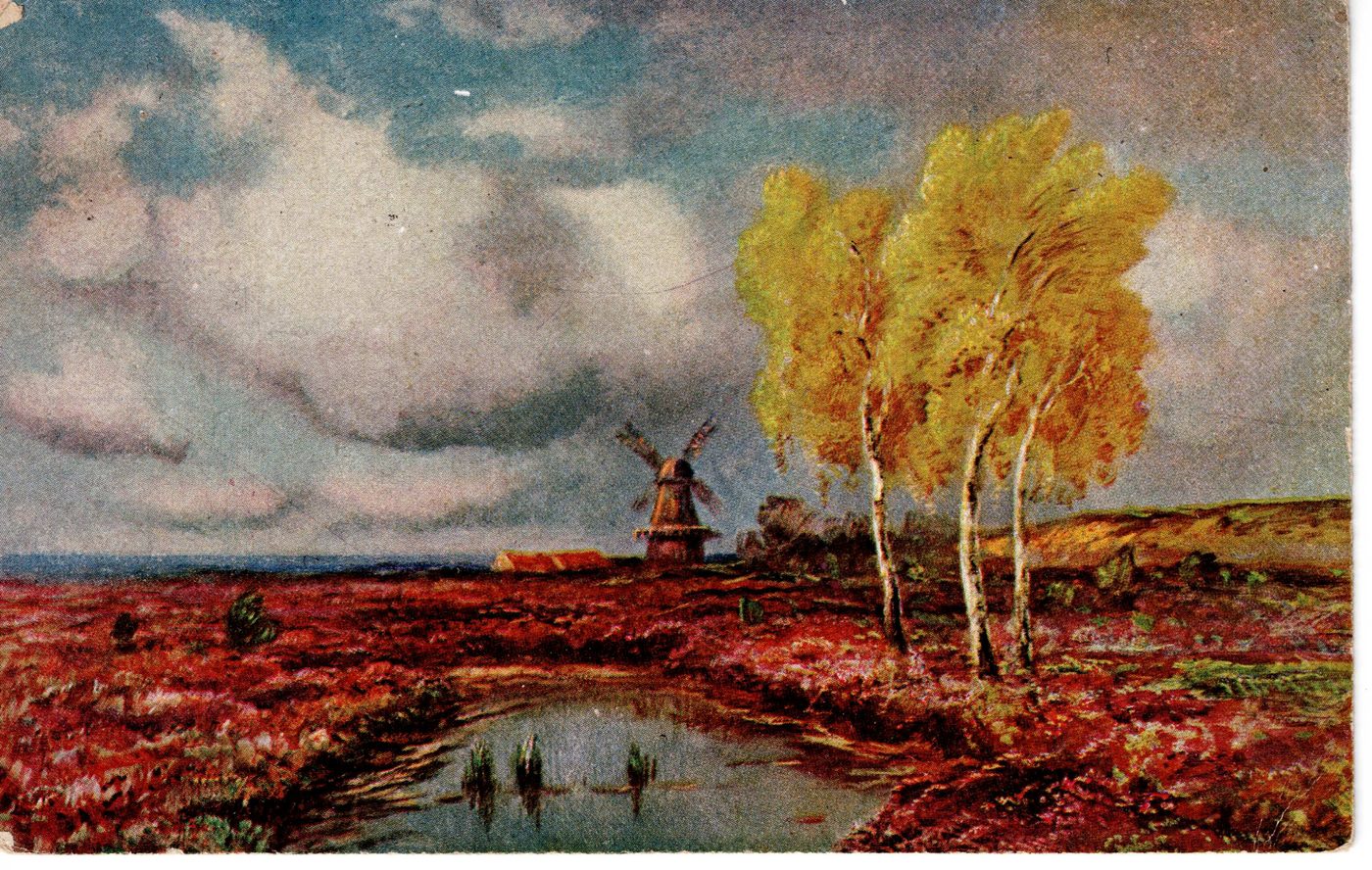 Heidelandschaft mit Windmühle (Gemäldekarte)