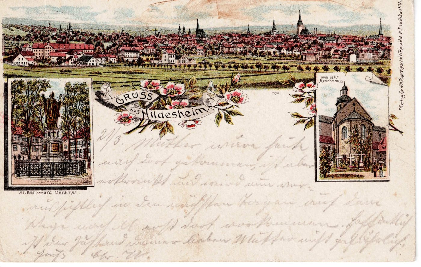 Gruss aus Hildesheim (Litho-Panorama)