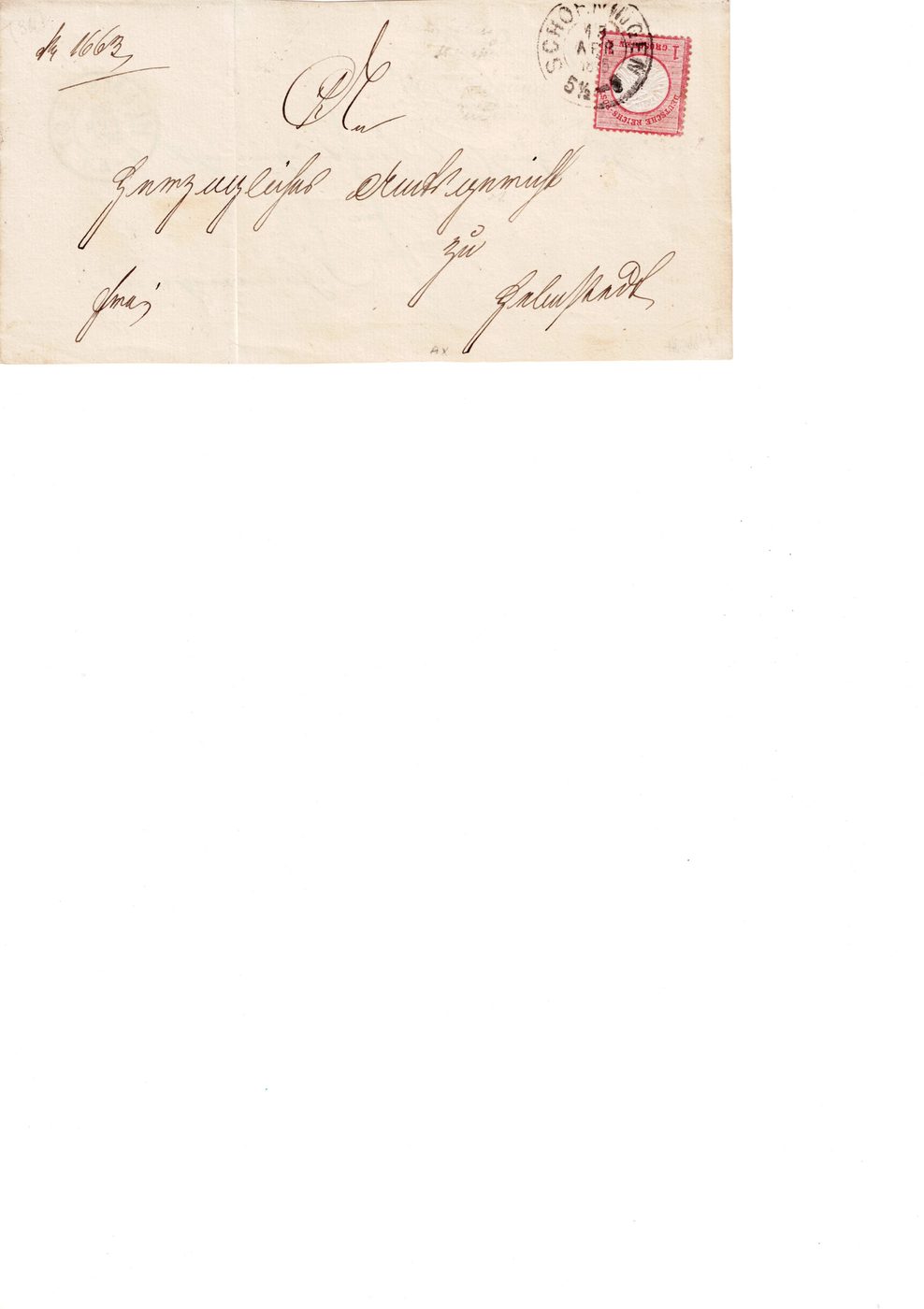 Brief-Vorderseite 1875, ZWEIMAL gelaufen, mit BPP-Befund