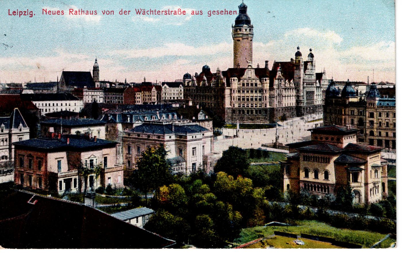Leipzig. Neues Rathaus von der Wächterstraße aus gesehen