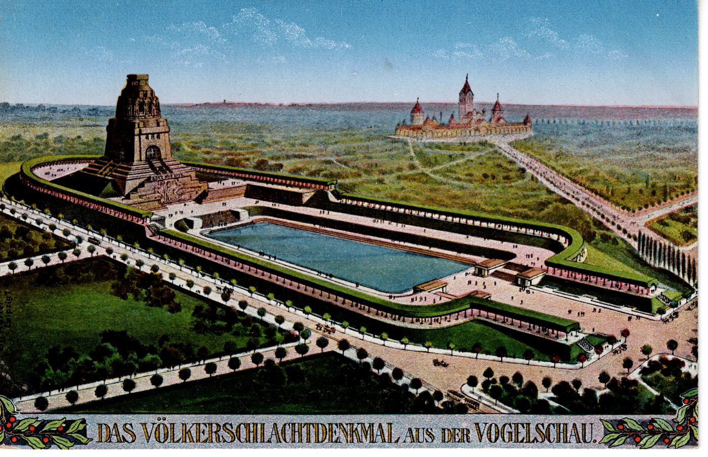 Das Völkerschlachtdenkmal aus der Vogelschau