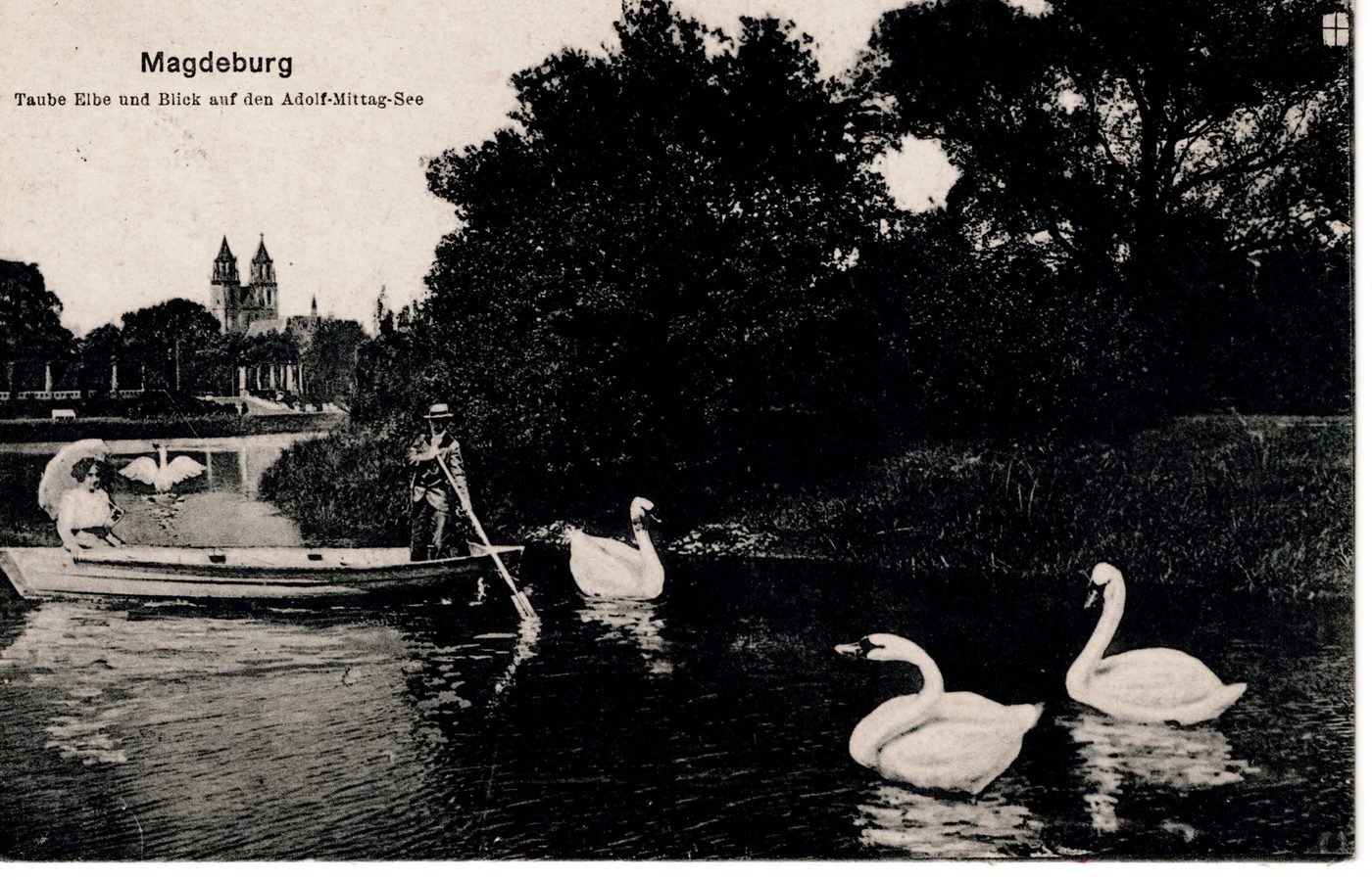 Magdeburg — Taube Elbe und Blick auf den Adolf-Mittag-See