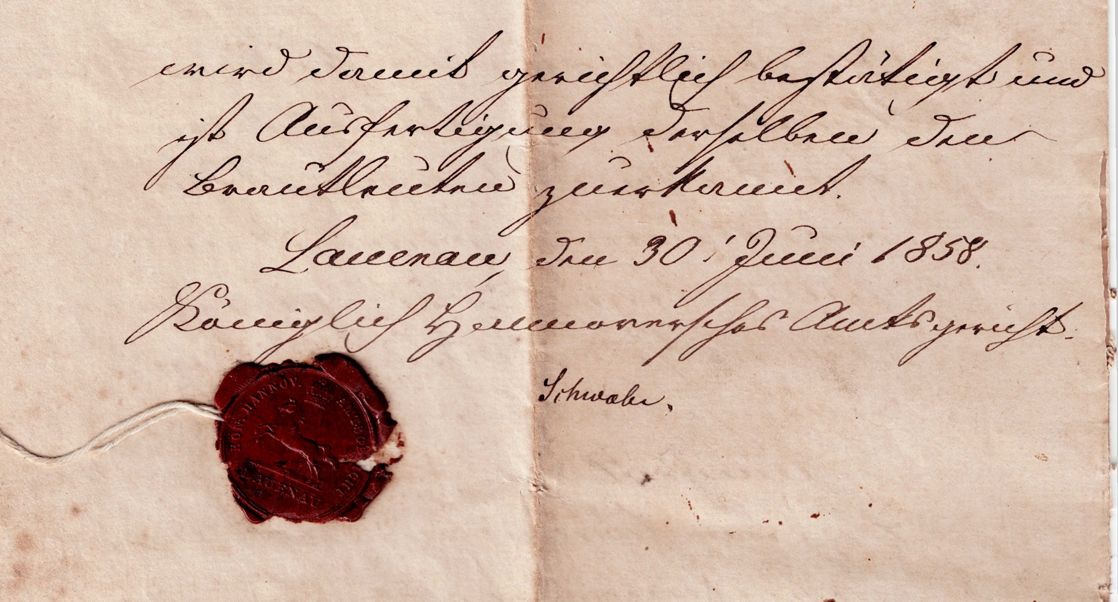 Rotes Lacksiegel des Amtsgerichts Lauenau